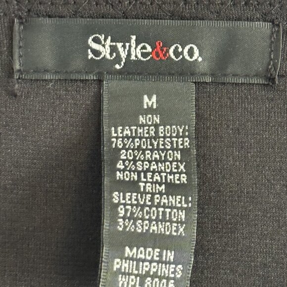 Style & Co Black Blazer Sz M Front Zip Women Blazer Jacket - Picture 9 of 12